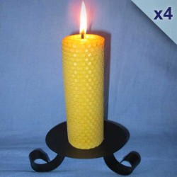 4 beeswax sheet comb pillar candles 4,5x26cm