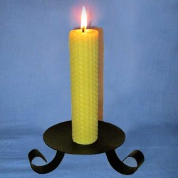 Bougie en cire d'abeille pilier gaufré 3x26cm